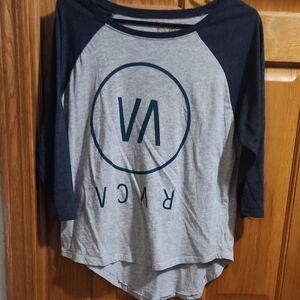 RVCA Gray and Black Raglan Tee